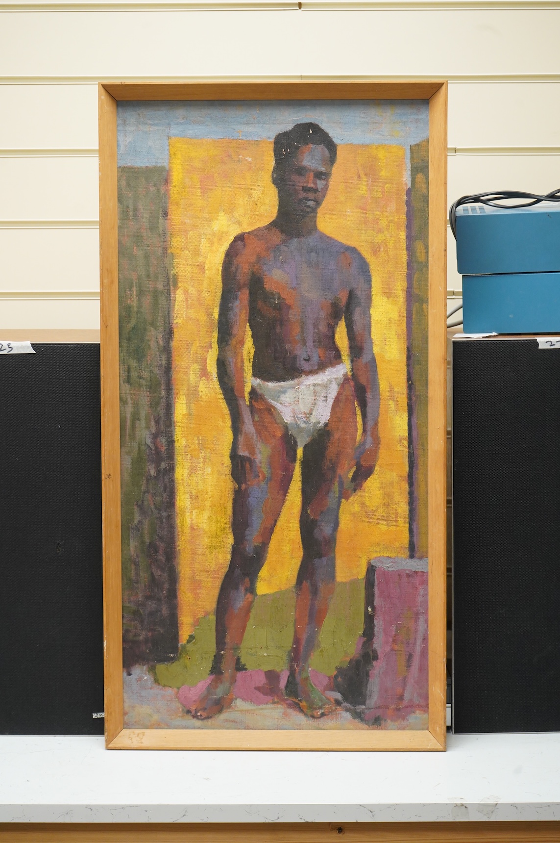 Manner Glyn Philpot RA (1884-1937), full length study of an African figure, oil on canvas, 77 x 38cm
